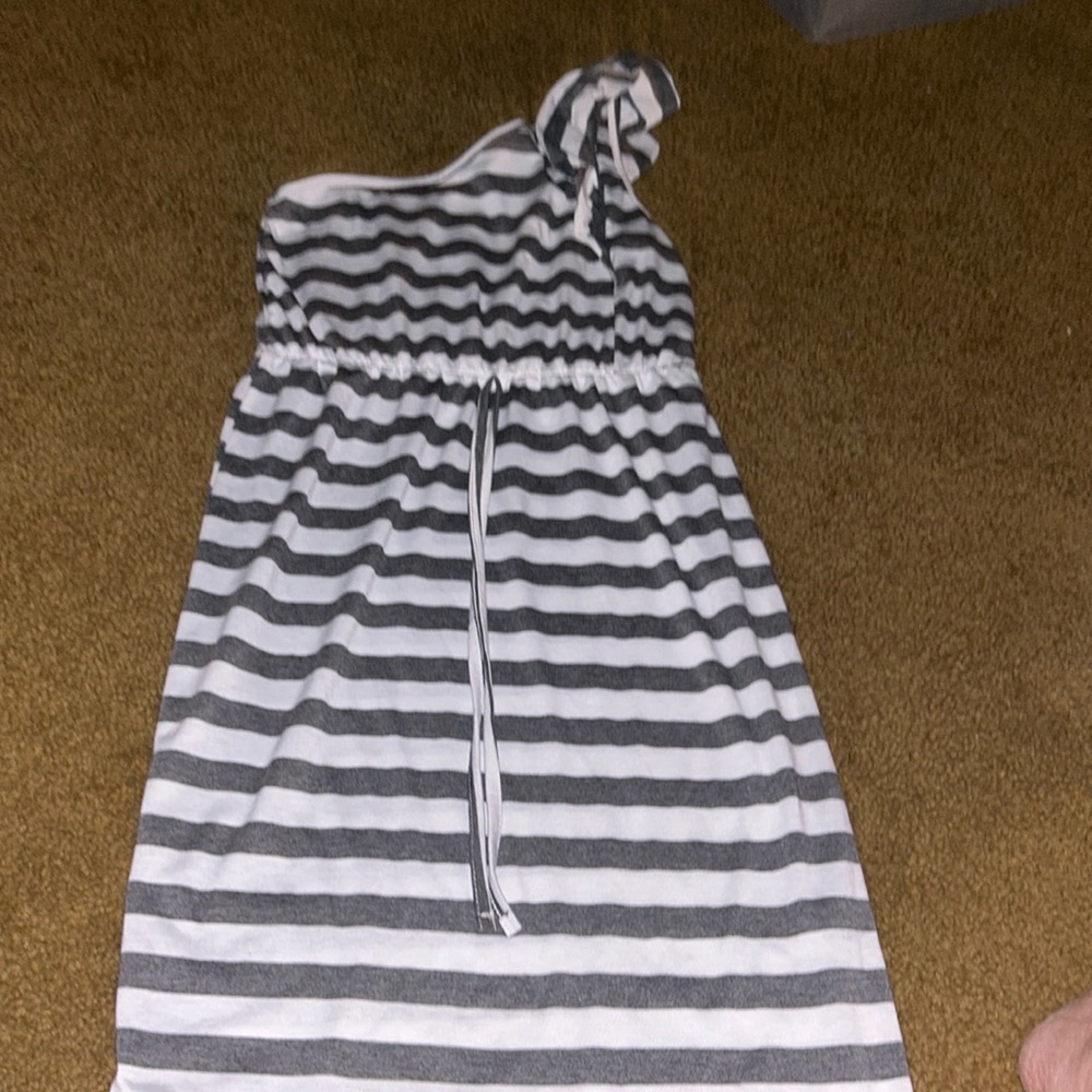 One shoulder striped summer dress